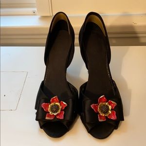 J. Crew black satin D’Orsay pumps